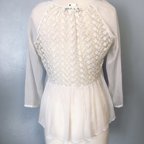 AMERICAN RAG CIE PURE LACE SHEER BOHO SHIRT - Picture 3 of 6